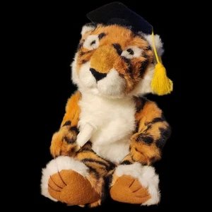 Peluche de tigre Russ Whiskers de colección 9" gorra de graduación diploma felicidades cosquillas - Imagen 1 de 8