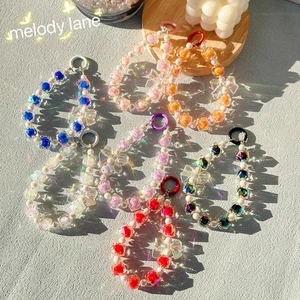Transparent Girls Phone Strap Plastic Phone Chain Beaded Phone Charm Lanyard - Photo 1 sur 17