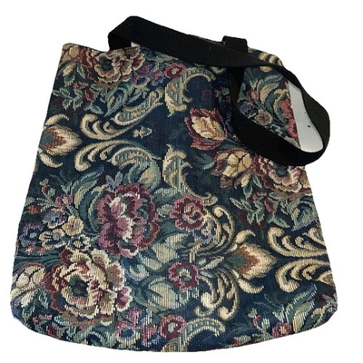 Vintage Floral Tapestry, Carry On Travel Overnight Bag 15” X 14.5” - Image 1 of 4