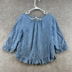 Gap Women's Blouse Size Medium Blue 3/4 Sleeve Pullover - Picture 1 of 10