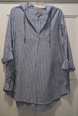 Vestido Forcynthia Beachwear Mezcla de Lino Encubrimiento Con Capucha Para Mujer Talla Lg  Foto 1 de 3