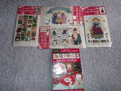 5-Christmas Rub-On Transfers 4-First Impressions 1-Plaid NEW OLD STOCK - Image 1 of 4