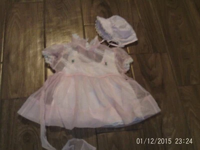 VINTAGE BABY DRESS SHEER MATERIAL 50+ YRS APPROX SIZE 14INS LONG - Image 1 of 3