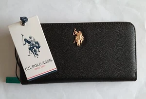 U.S. Polo Assn. Womens Black Single Zip Wallet with tags and boxed - Picture 1 of 6