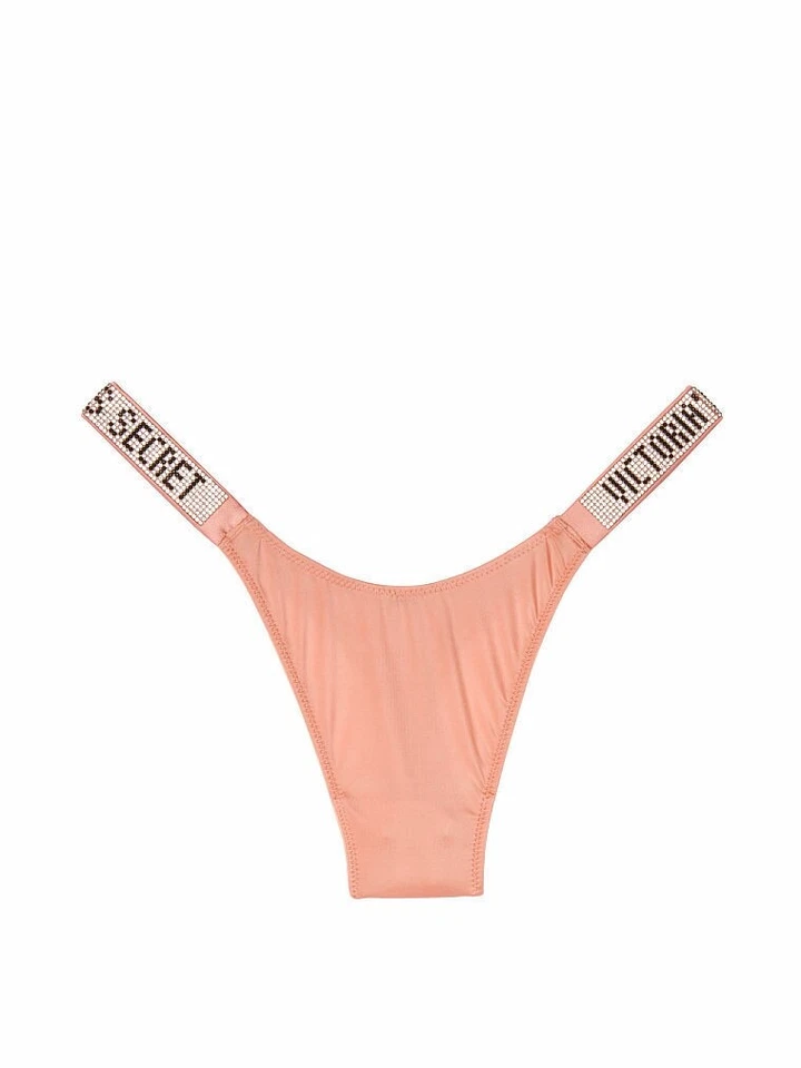 Tanga Victoria's Secret Correa Brillante Muy Sexy Panty Estrás Rosa Tostado Foto 1 de 1