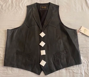 Leather Western Men's Whipstitch Vest Scully Black 206 Soft Lambskin Whip Stitch - Picture 1 of 15