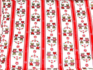 CLOTH flannel 46 x 76" boy girl BEARS red white Lane Inc 1987 #8706 (sew rm bx7) - Picture 1 of 3