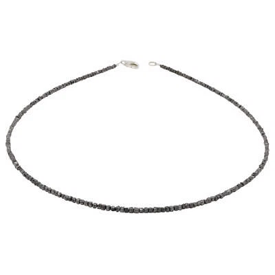 Catena Diamante Collier Diamanti Neri Rohdiamanten Grigio Antracite 925 Argento - Immagine 1 di 4