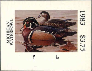 SELLO DE PATO DE ESTADO MICHIGAN #8P 1983 A PRUEBA DE IMPERFECCIÓN por Paul Bridgford - Imagen 1 de 1
