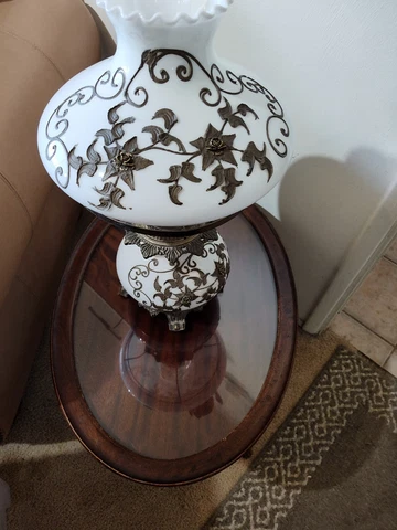 Oval Glass Top Serving Tray Foyer Table Brass Paw Foot. Made In Grand Rapids, MI Cover