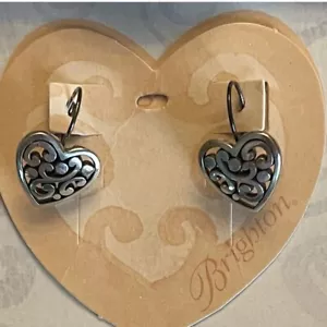 Brighton Contempo Heart Silver Plated Leverback Dangle Earrings - Picture 1 of 1