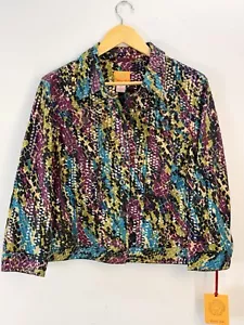 New RUBY RED Women Shiney Button Up Long Sleeve Collared Jacket Sz 14 - Picture 1 of 16