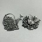 Birds & Blooms Limited Edition ?98 ?00 Pewter Pin Brooch Lot Butterfly Water Can