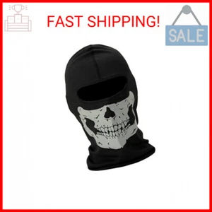 Black Ghosts Balaclava Skull Full Face Mask for Cosplay Party Halloween Motorcyc - Picture 1 of 2