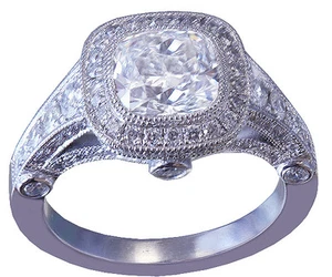 IGI Certified 14k White Gold Cushion Cut Diamond Engagement Ring Bezel Halo 1.90 - Picture 1 of 9