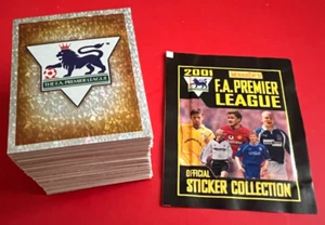 Merlin English Premier League 2001 Rare Complete Stickers Set Blue Back + 1 Pack - Picture 1 of 8