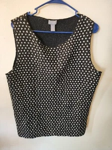 Travelers by Chico's Size 2 Women's Tank Top Polyester Black White Polka Dots - Picture 1 of 3