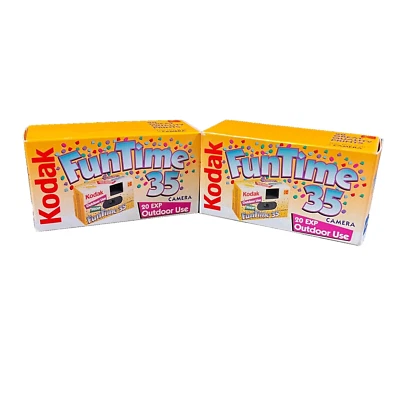 Pair Vtg Kodak FunTime 35 Disposable Camera 20 Exposures BRAND NEW SEALED 1994 - Image 1 of 3