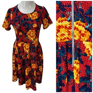 Vestido LuLaRoe Mujer Grande Floral Verano Tejido Cremallera Trasera Rojo Trabajo Oficina - Imagen 1 de 15