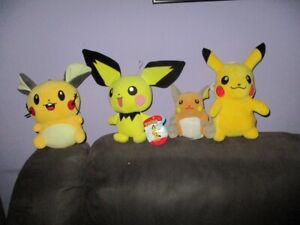 Pokemon,Electric types-Pikachu,Pichu,Decenne & Raichu soft toys bulk lot
