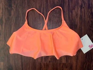 SO 1 Piece Girls Coral Bikini Top Size 7/8 NWT - Picture 1 of 3