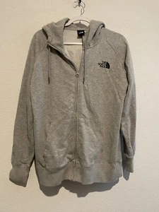 Grey Cozy North Face Women's Zip-Up Hoodie Sweatshirt with Hood Size Large - Picture 1 of 7