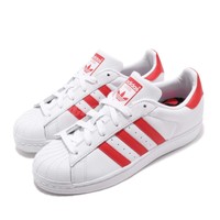 adidas superstar red stripe womens