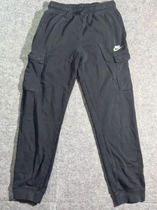 Nike Sweatpants Boys XL Black Fleece Cargo Joggers Tapered Embroidered Swoosh - Picture 1 of 8