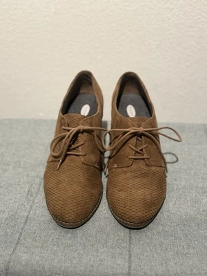 Ботинки Dr. Scholl's Cheer Oxford размер США 8 M желтовато-коричневые искусственная замша ботильоны на шнуровке - Изображение 1 из 3