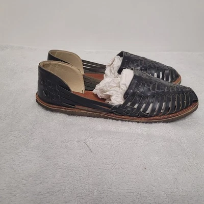 Sandalias planas Toms de cuero Huarache sin cordones negras para mujer talla 10 Foto 1 de 4