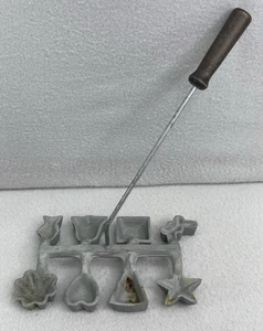 Vintage Rosette Iron Molds Hearts Stars Shapes Pastry Cookie Mold Set w/ Handle - Picture 1 of 10