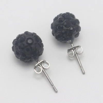 10 pares de pendientes brillantes con diamantes de imitación - Pendientes de bola de discoteca de cristal de 10 mm Foto 1 de 4