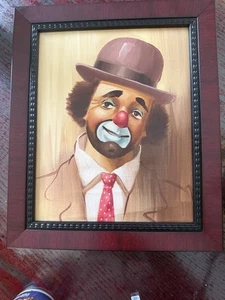 ALTES ORIGINAL CLOWN-ÖLGEMÄLDE MIT HOLZRAHMEN AUF LEINWAND. 8x10 - Bild 1 von 3