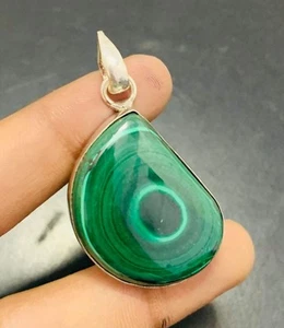 Malachite Gemstone 925 Sterling Silver Handmade Pendant Jewelry Gift For Wife - Picture 1 of 3