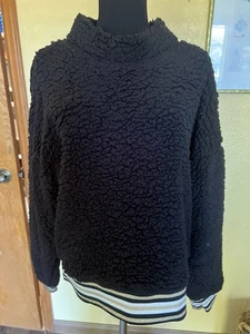 NANETTE LEPORE WOMEN'S COZY BLACK SHERPA PULLOVER SIZE XL - Picture 1 of 5