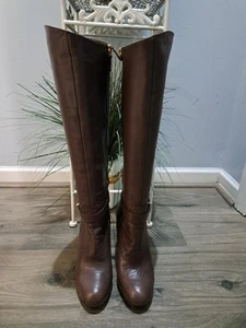 EUC Saks Fifth Avenue hohe Lederstiefel, braun, 7M runde Spitze - Bild 1 von 12