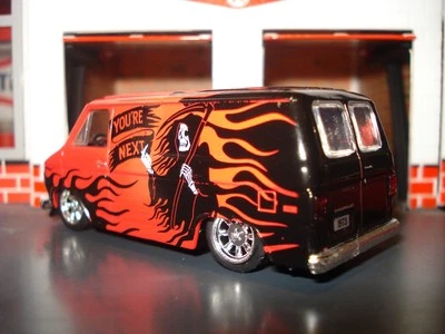 1973 73 CHEVROLET PANEL VAN LIMITED CUSTOM GRIM REAPER LOWERED RED 1/64 M2 - Image 1 of 4
