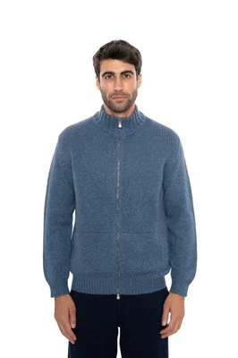 FEDELI CASHMERE "Malfilè" Blue Cardigan Jacket Full Zip Cashmer - image 1 of 4