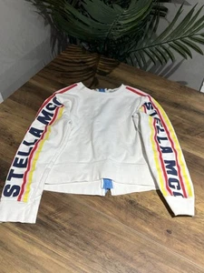Stella McCartney Kids White Logo Sweatshirt Zip Back Size 8 Flawed - Picture 1 of 9