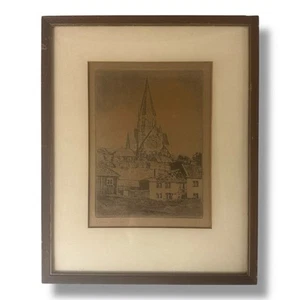 Acquaforte Erik Ekroth Sofia Kyrka Stoccolma Svezia firmata incorniciata originale anni '30 circa - Foto 1 di 9