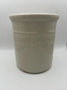 Longaberger Pottery Crock in Ivory Woven Traditions USA utensil holder - Picture 1 of 8