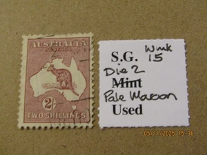 AUSTRALIA KANGAROO SG 134 2/- PALE MAROON DIE 2 WMK.15/SG WMK No 15 USED - Picture 1 of 1