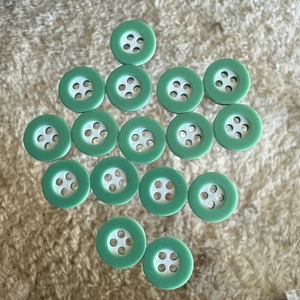 16 Vintage Sea Foam Green and White 1/2” 4 Hole Sewing Buttons - Picture 1 of 3