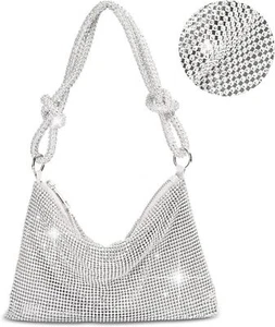 Rhinestone Clutch Sparkly Purse Silver Bag,Evening bag, Gift for her - Picture 1 of 6