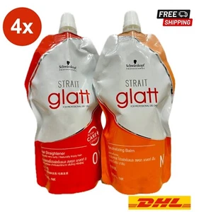 4 Sets Schwarzkopf Glatt No 0 Hair Straightener Rebonding Straightening 400ml - Picture 1 of 5