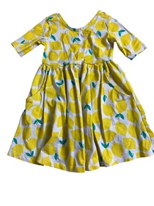Hanna Andersson Girls Yellow Lemon Skater Dress Short Sleeve Size 4T Novelty - Picture 1 of 11