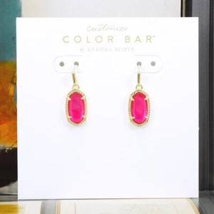 Pendientes colgantes pequeños Kendra Scott Lee Azalea rosa ilusión tono dorado nuevos sin etiquetas - Imagen 1 de 6