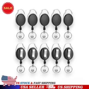 10 PCS Retractable Reel Clip ID Card Badge Holder Key Ring Carabiner US Stock - Picture 1 of 9