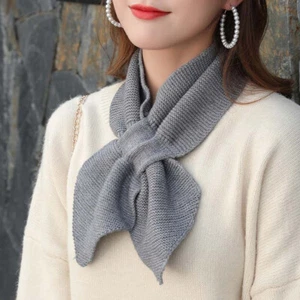 Knitted Cross Collar Scarf Solid Color Sharp-Cornered Neckerchief Candy Color - Picture 1 of 33