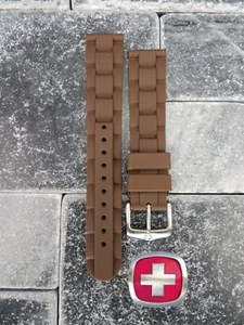 New Wenger Swiss Army Genuine Rubber Strap Brown Diver Band 20mm 19mm x1 - Picture 1 of 4